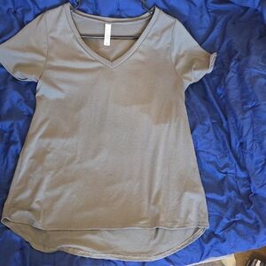 Gray V-Neck Women's Top